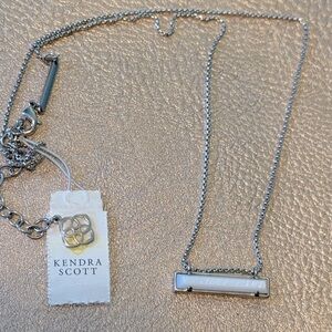 Kendra Scott Silver Necklace with White Bar Pendant